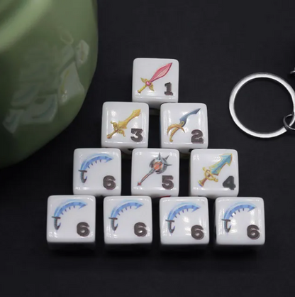(White) Sword Dice – Fantasy Weapon d6 Dice Set