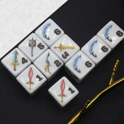 (White) Sword Dice – Fantasy Weapon d6 Dice Set