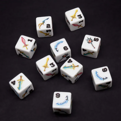 (White) Sword Dice – Fantasy Weapon d6 Dice Set