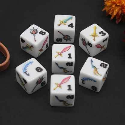 (White) Sword Dice – Fantasy Weapon d6 Dice Set