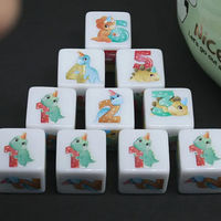(White) Dinosaur Dice | Printed d6 Dice Featuring Cute Dinos Numbered