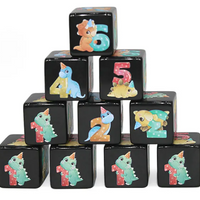 (Black) Dinosaur Dice | Printed d6 Dice Featuring Cute Dinos Numbered