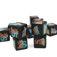 (Black) Dinosaur Dice | Printed d6 Dice Featuring Cute Dinos Numbered