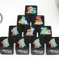 (Black) Dinosaur Dice | Printed d6 Dice Featuring Cute Dinos Numbered