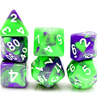 Enchanted Brew 7-Dice Set - Cauldron Purple & Potion Green Blend with White Numbers - Budget-Friendly Acrylic D&D Dice