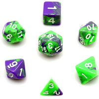 Enchanted Brew 7-Dice Set - Cauldron Purple & Potion Green Blend with White Numbers - Budget-Friendly Acrylic D&D Dice