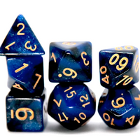 Midnight Blue Polyhedral Dice Set | 7-Dice Blue Set with Subtle Glitter
