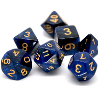 Midnight Blue Polyhedral Dice Set | 7-Dice Blue Set with Subtle Glitter