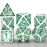 Arcane Emerald Polyhedral Dice Set | 7-Dice White & Green