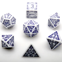 Arcane Amethyst Polyhedral Dice Set | 7-Dice White & Purple