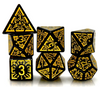 Arcane Abyssal Gold Polyhedral Dice Set | 7-Dice Black & Yellow