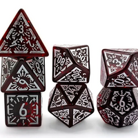 Arcane Mysteries Dark Red Translucent Polyhedral Dice Set | 7-Dice Red