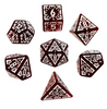 Arcane Mysteries Dark Red Translucent Polyhedral Dice Set | 7-Dice Red