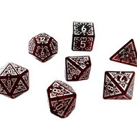Arcane Mysteries Dark Red Translucent Polyhedral Dice Set | 7-Dice Red