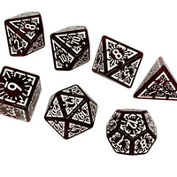 Arcane Mysteries Dark Red Translucent Polyhedral Dice Set | 7-Dice Red