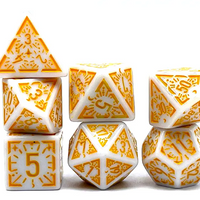 Arcane Radiance White and Yellow Polyhedral Dice Set | 7-Dice White