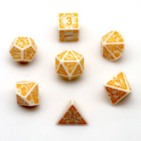 Arcane Radiance White and Yellow Polyhedral Dice Set | 7-Dice White