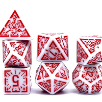 Arcane Ember White and Red Polyhedral Dice Set | 7-Dice White