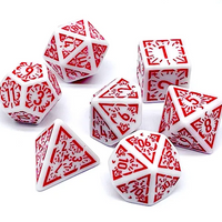 Arcane Ember White and Red Polyhedral Dice Set | 7-Dice White