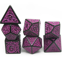 Black with Purple Ink Irregular Pattern Fill | 7-Dice Acrylic Dice Set