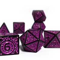 Black with Purple Ink Irregular Pattern Fill | 7-Dice Acrylic Dice Set