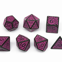 Black with Purple Ink Irregular Pattern Fill | 7-Dice Acrylic Dice Set
