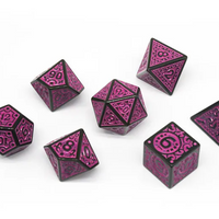 Black with Purple Ink Irregular Pattern Fill | 7-Dice Acrylic Dice Set