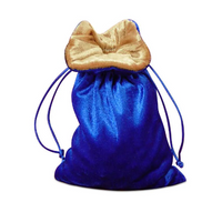 Large Blue Velvet Gift Bag RPG Game Dice Bag w/ GOLD Velvet Lining Counter Pouch