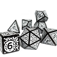 Black with White Ink Irregular Pattern Fill | 7-Dice Acrylic Dice Set