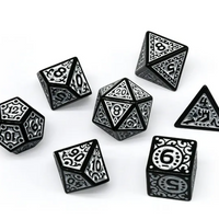 Black with White Ink Irregular Pattern Fill | 7-Dice Acrylic Dice Set