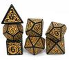 Black with Yellow Ink Irregular Pattern Fill | 7-Dice Acrylic Dice Set
