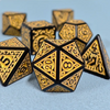 Black with Yellow Ink Irregular Pattern Fill | 7-Dice Acrylic Dice Set