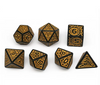 Black with Yellow Ink Irregular Pattern Fill | 7-Dice Acrylic Dice Set