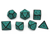 Black with Teal Ink Irregular Pattern Fill | 7-Dice Acrylic Dice Set