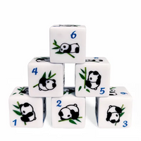 (White) Panda Dice | Printed d6 Dice Featuring Fantasy Animal Numbered