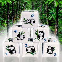 (White) Panda Dice | Printed d6 Dice Featuring Fantasy Animal Numbered