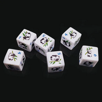 (White) Panda Dice | Printed d6 Dice Featuring Fantasy Animal Numbered