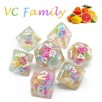 Fruit Medloy | 7-Dice Resin Dice Set DND Dice with Inclusion
