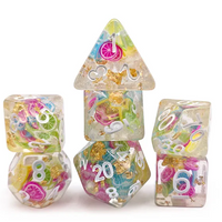 Fruit Medloy | 7-Dice Resin Dice Set DND Dice with Inclusion