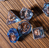 Divine Radiance: Paladin's Celestial Sun Dice Set | Blue & Clear Sun Dice