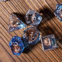 Divine Radiance: Paladin's Celestial Sun Dice Set | Blue & Clear Sun Dice