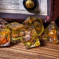 Radiant Dawn: Cleric Sun 7-Dice Set with Golden Sunburst | Yellow & Orange Sun Dice