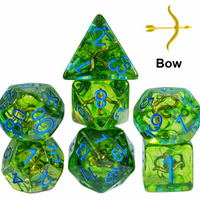 Mystic Archer's Enchantment | Green 7-Dice DND Hunter Dice Set