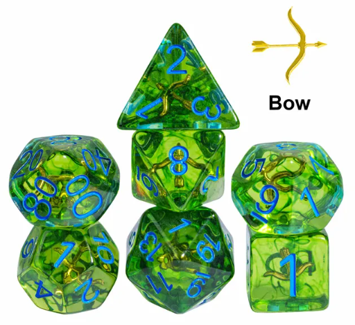 Mystic Archer's Enchantment | Green 7-Dice DND Hunter Dice Set