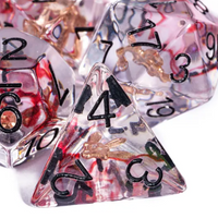 Crimson Veil: Rogue's Deception 7-Dice Set with Gilded Triple Dagger Inlay