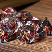 Crimson Veil: Rogue's Deception 7-Dice Set with Gilded Triple Dagger Inlay