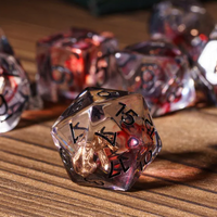 Crimson Veil: Rogue's Deception 7-Dice Set with Gilded Triple Dagger Inlay