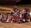 Crimson Veil: Rogue's Deception 7-Dice Set with Gilded Triple Dagger Inlay