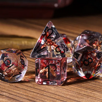 Crimson Veil: Rogue's Deception 7-Dice Set with Gilded Triple Dagger Inlay