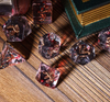 Crimson Veil: Rogue's Deception 7-Dice Set with Gilded Triple Dagger Inlay